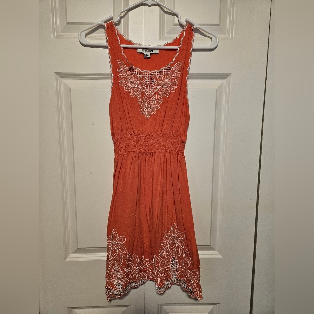 Charlotte Russe Orange Ruched Halter Sundress